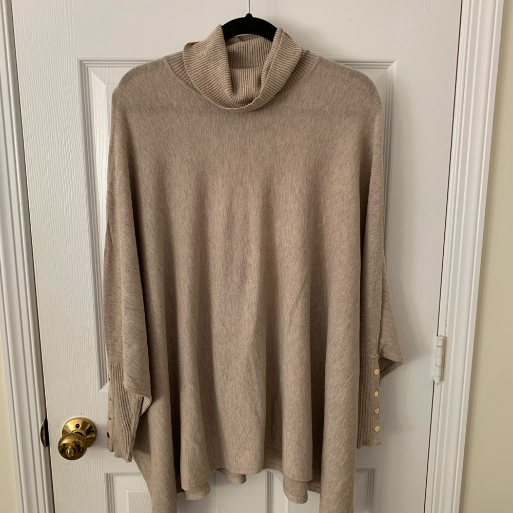Long Oversized beige turtleneck sweater